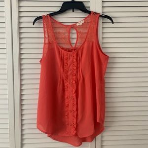 Orange Ruffle and Lace Top